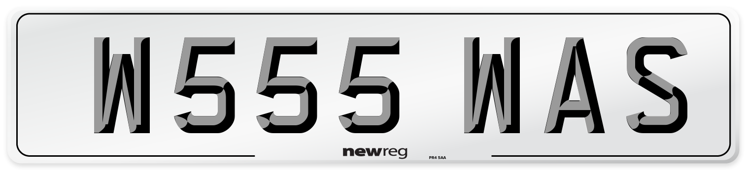 W555 WAS Number Plate from New Reg